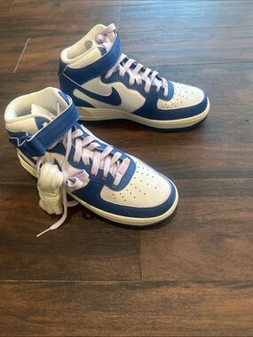 Nike Women's High-Top Athletic Sneakers in Blue and White